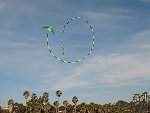 Prism Quantum Citrus stunt kite with 100ft custom Gomberg tube tail.